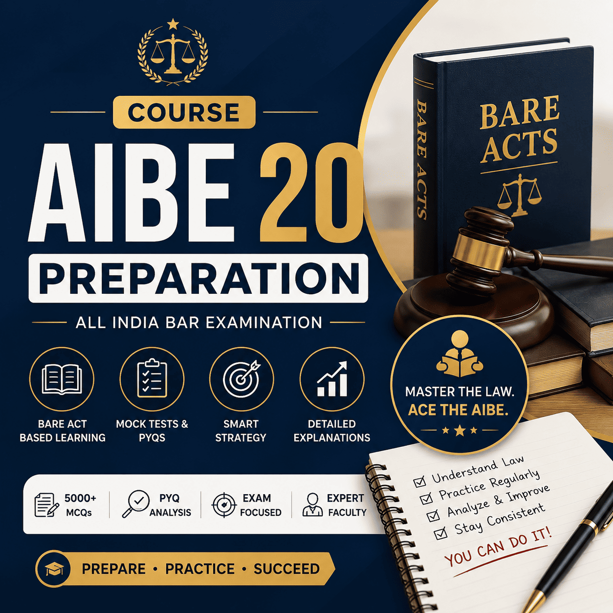 AIBE XX Exam Preparation with Bare Act Books