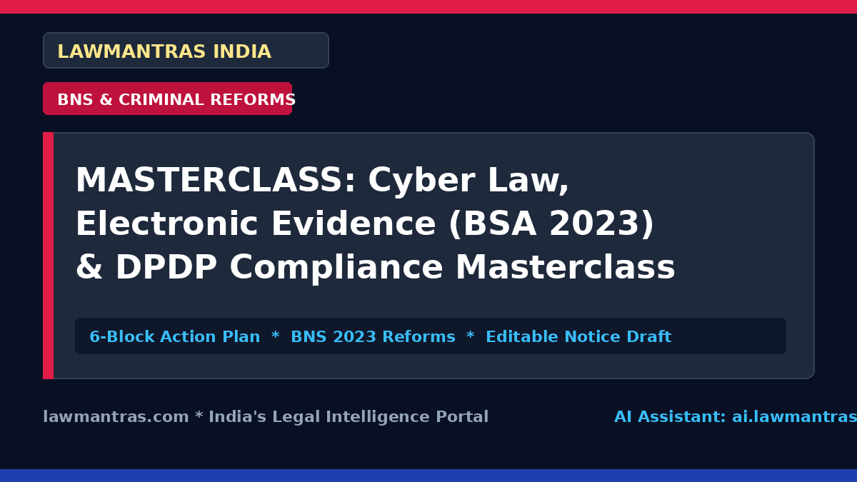 Cyber Law, Electronic Evidence (BSA 2023) & DPDP Compliance Masterclass